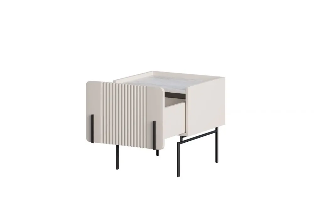 Bogart Szafki I Regały Do Biura|Szafki I Regały Do Pokoju Młodzieżowego*MALMI Szafka nocna 45 1SZ - cashmere / crema bianca / czarne nogi