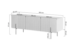 Bogart Szafki Rtv Do Salonu|Szafki Rtv*MALMI Szafka RTV 150 2D1SZ - cashmere / crema bianca  / złote nogi