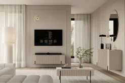 Bogart Szafki Rtv Do Salonu|Szafki Rtv*MALMI Szafka RTV 150 2D1SZ - cashmere / crema bianca  / czarny / wisząca