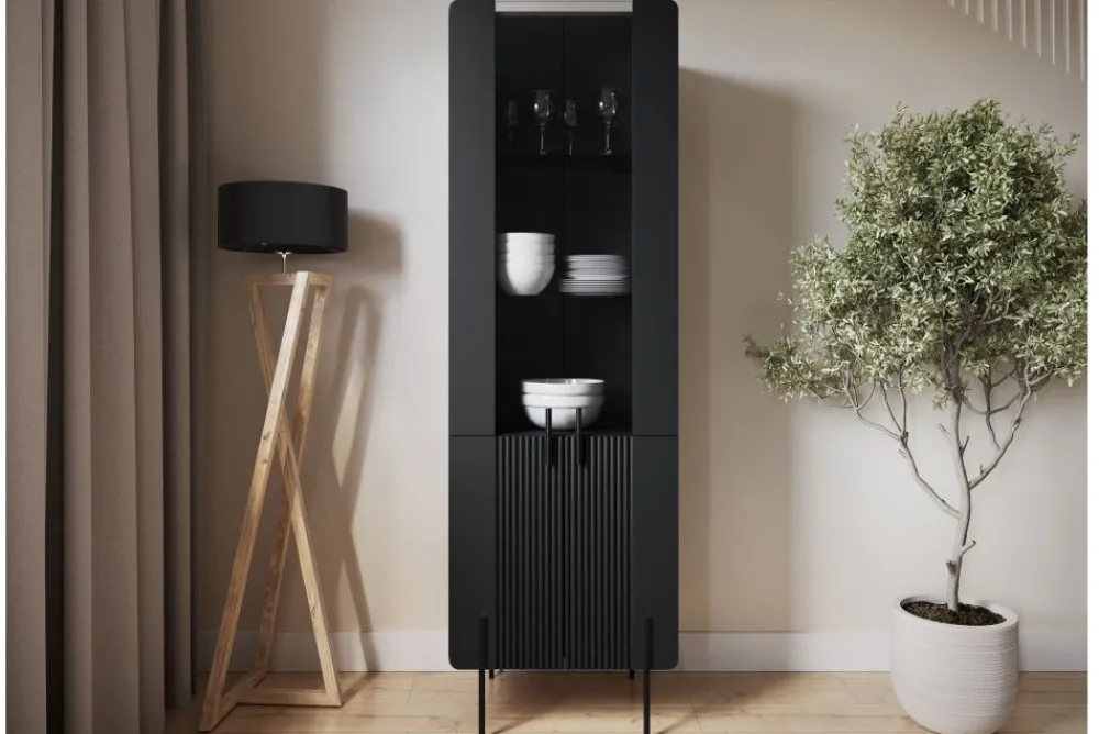 Bogart Szafki I Regały*MALMI Witryna 60 4D - czarny / czarne nogi