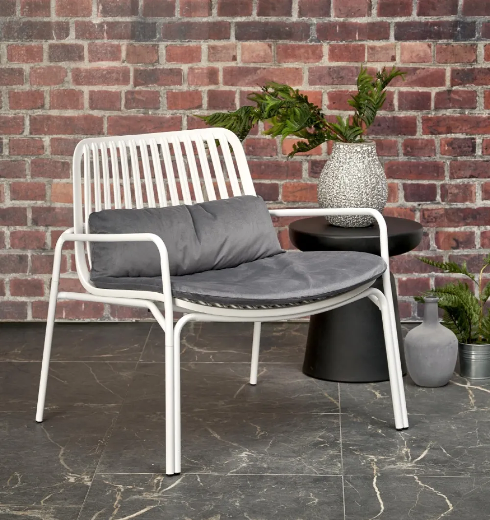 Halmar Fotele*MELBY fotel wypoczynkowy, stelaż - biały, tapicerka - popielaty (2p=6szt)1 sztuka