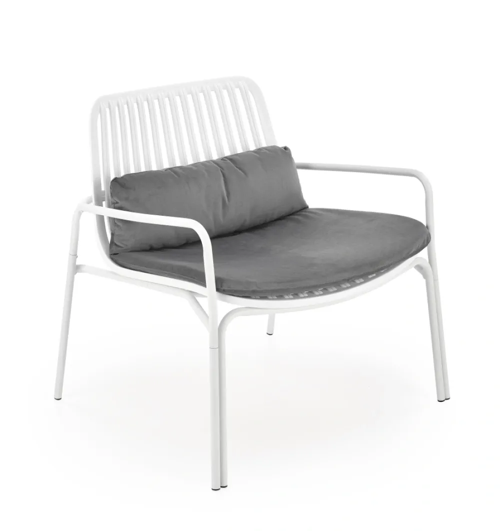 Halmar Fotele*MELBY fotel wypoczynkowy, stelaż - biały, tapicerka - popielaty (2p=6szt)1 sztuka