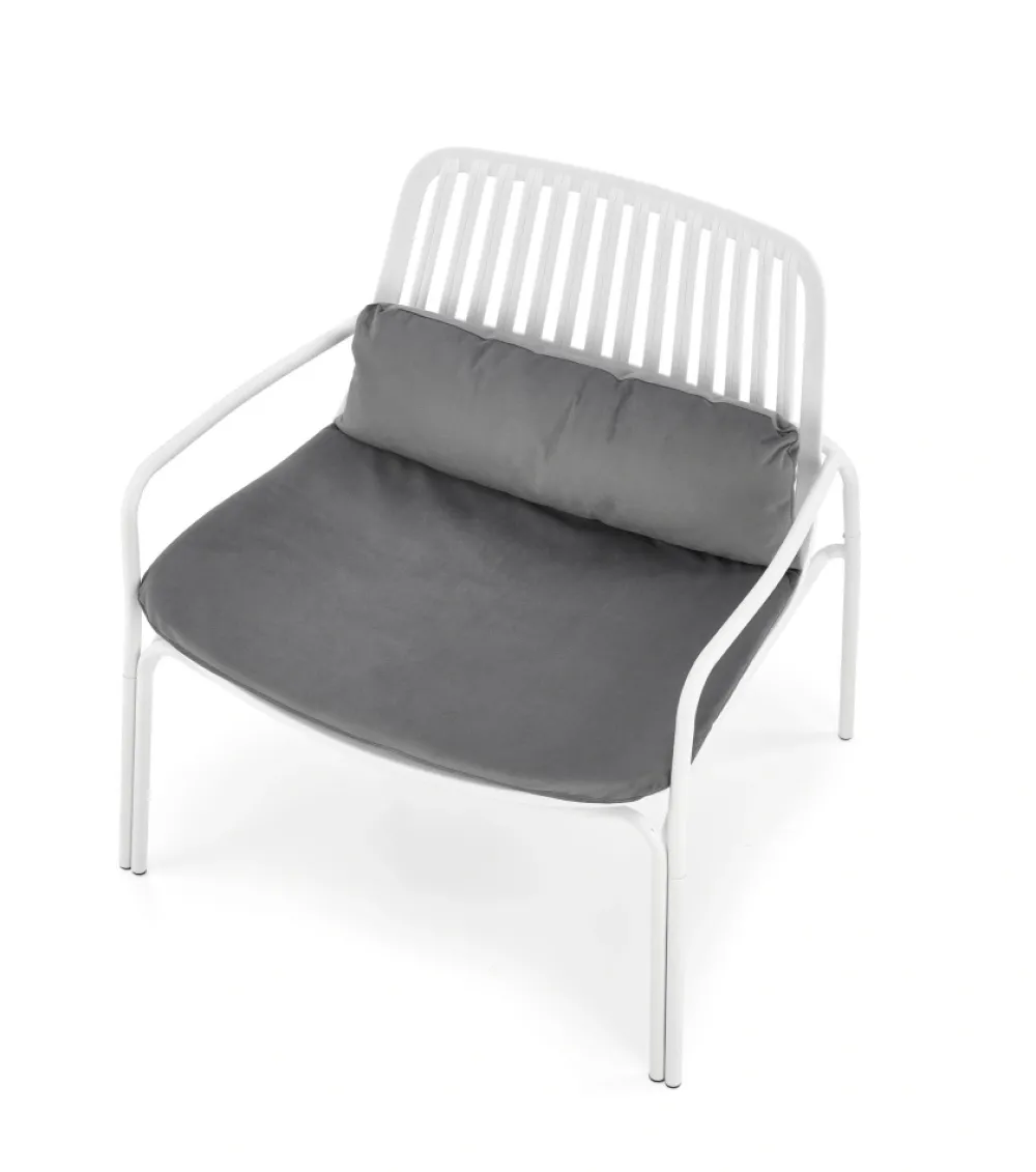 Halmar Fotele*MELBY fotel wypoczynkowy, stelaż - biały, tapicerka - popielaty (2p=6szt)1 sztuka