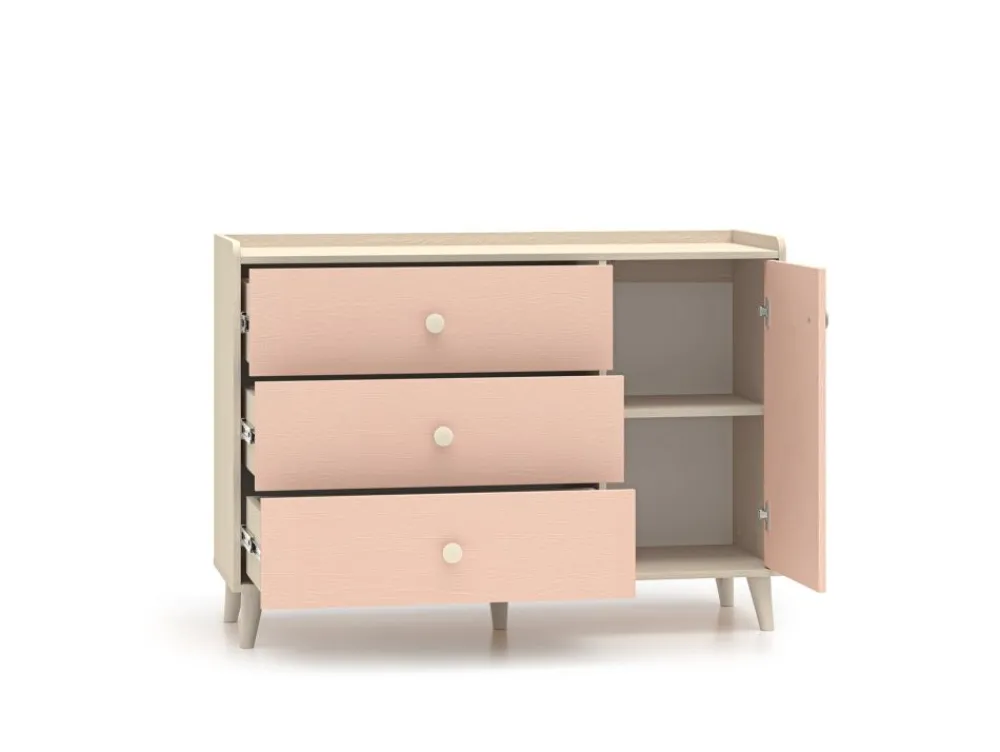 ML Meble Komody*Mevel 05 Piasek pustyni/Millennial pink - komoda 1D3S