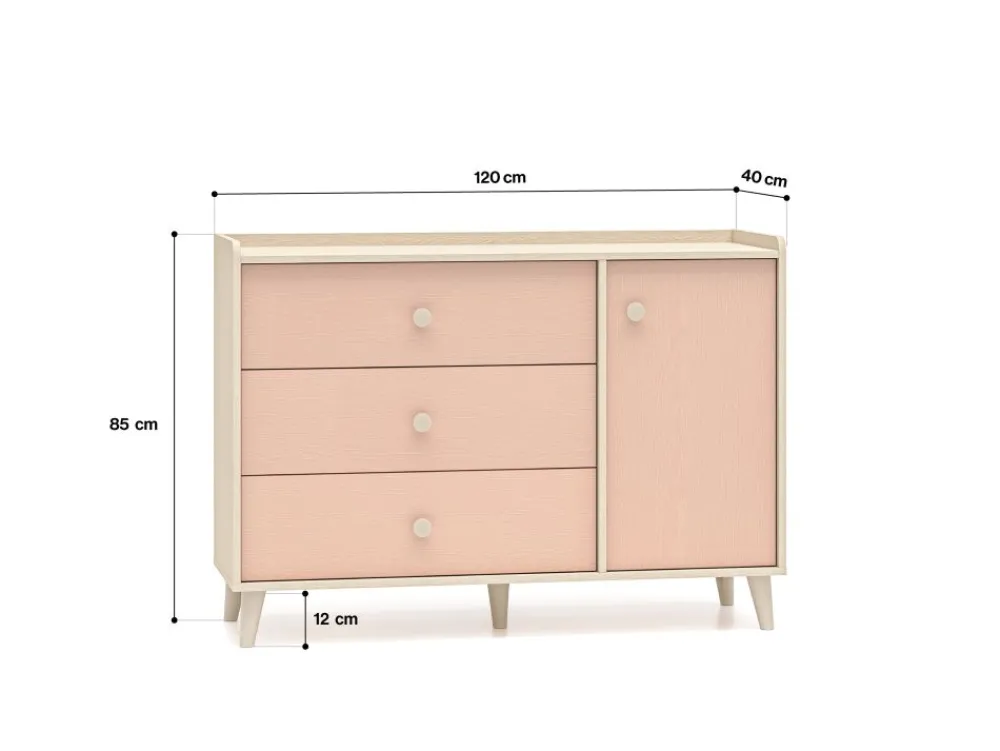 ML Meble Komody*Mevel 05 Piasek pustyni/Millennial pink - komoda 1D3S