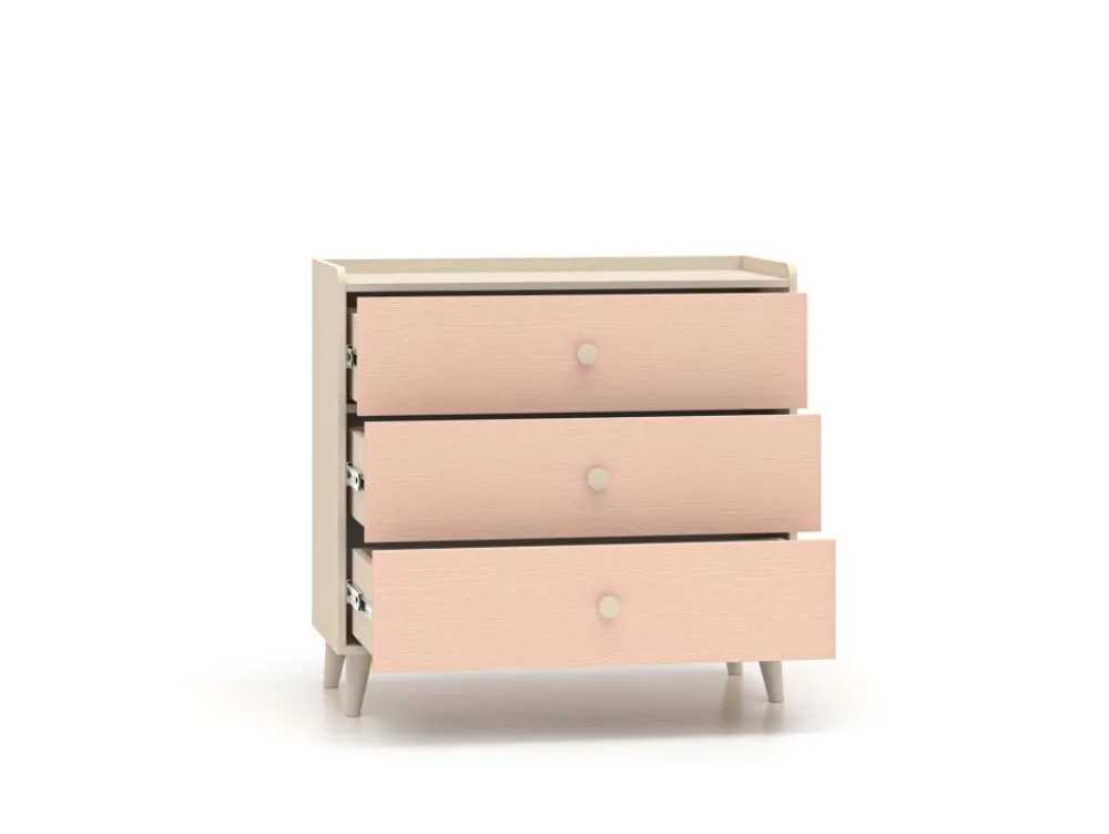 ML Meble Komody*Mevel 06 Piasek pustyni/Millennial pink - komoda 3S