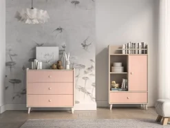 ML Meble Komody*Mevel 06 Piasek pustyni/Millennial pink - komoda 3S