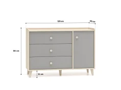 ML Meble Komody*Mevel 05 Piasek pustyni/szary pallad - komoda 1D3S
