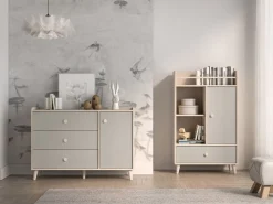 ML Meble Komody*Mevel 05 Piasek pustyni/szary pallad - komoda 1D3S