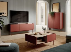 Piaski Komody*Minimalistyczna komoda z szafkami Colour ceramiczny czerwony