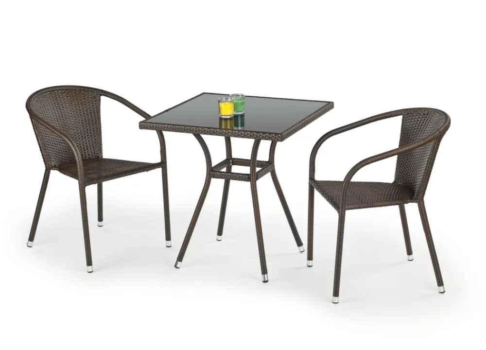 Halmar Meble Ogrodowe*MOBIL stół ogrodowy, kolor: szkło - czarny, ratan - c.brąz (1p=1szt)1 sztuka