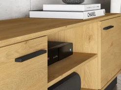 ML Meble Szafki Rtv*MODESTO 06 dąb stylowy/czarny - RTV2D