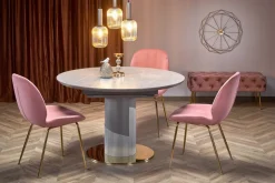 Halmar Stoły*MUSCAT stół rozkładany blat - popielaty marmur, noga - jasny popiel / złoty (3p=1szt)1 sztuka