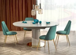 Halmar Stoły*MUSCAT stół rozkładany blat - popielaty marmur, noga - jasny popiel / złoty (3p=1szt)1 sztuka