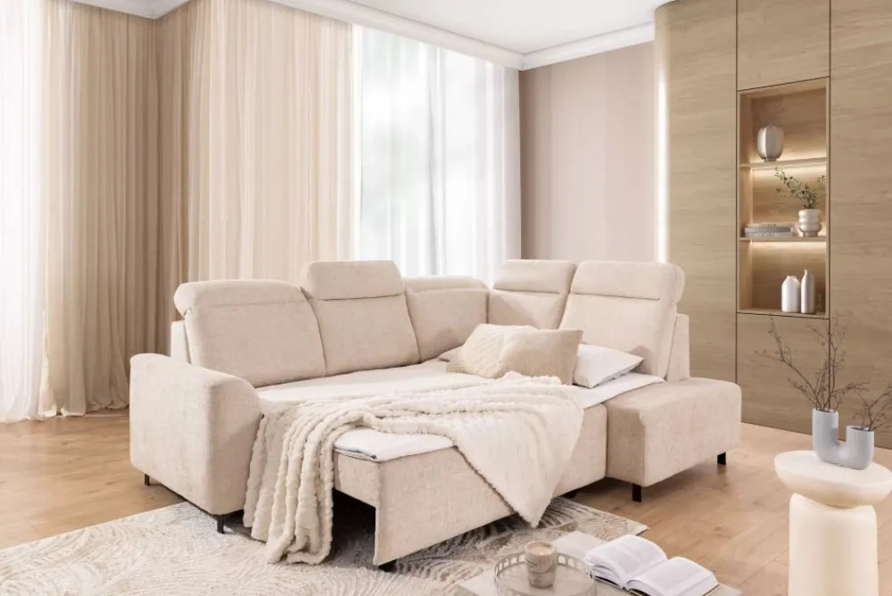 Bogart Narożniki Do Salonu|Narożniki*Narożnik do salonu z pojemnikiem na pościel MAGNIS BL-A+2SF+OT2P+N-A prawy