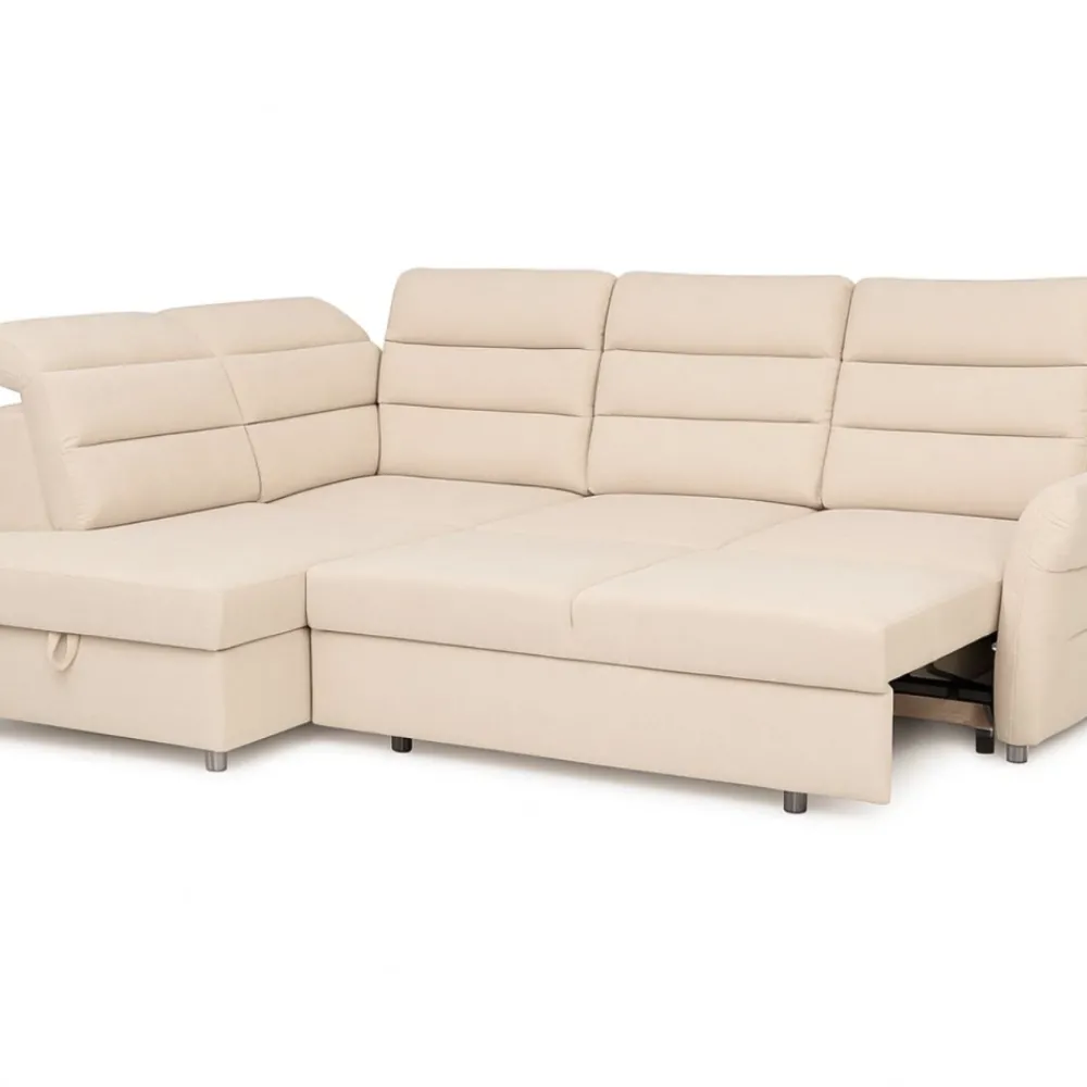 Hauss Narożniki Do Salonu|Narożniki*Narożnik rozkładany z regulowanymi zagłówkami Grandera beżowy + bukowe nóżki