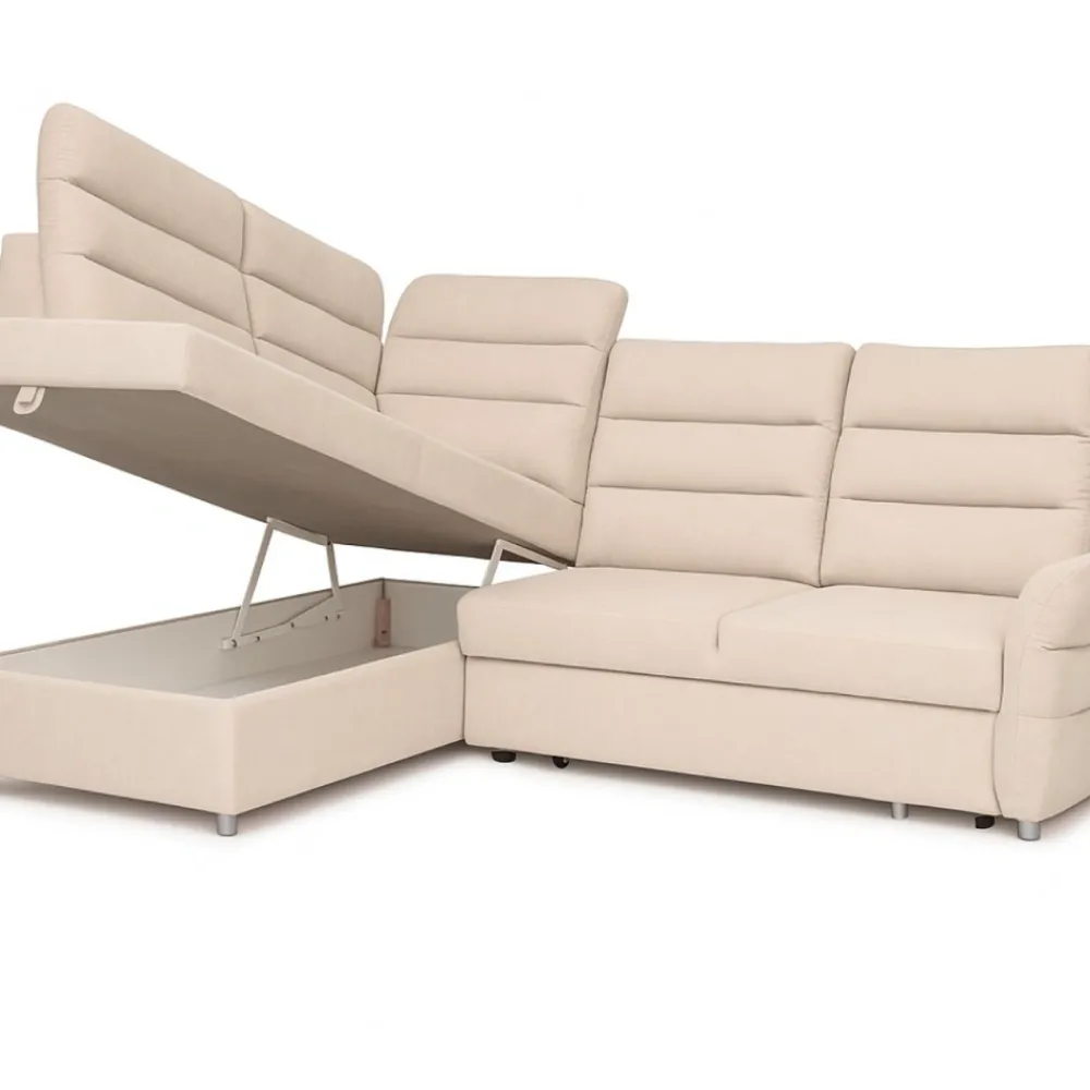 Hauss Narożniki Do Salonu|Narożniki*Narożnik rozkładany z regulowanymi zagłówkami Grandera beżowy + bukowe nóżki