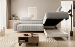 Wersal Narożniki Do Salonu|Narożniki*Narożnik z funkcją spania 140x197 i pojemnikiem prawostronny Gandi Corner Vouge 02 - piaskowy