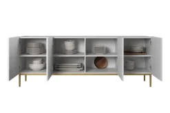 Bogart Komody*NICOLE KOMODA 200 4D - biały mat / złoty stelaż