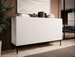 Bogart Komody*NICOLE KOMODA 150 3D - biały mat / czarny stelaż