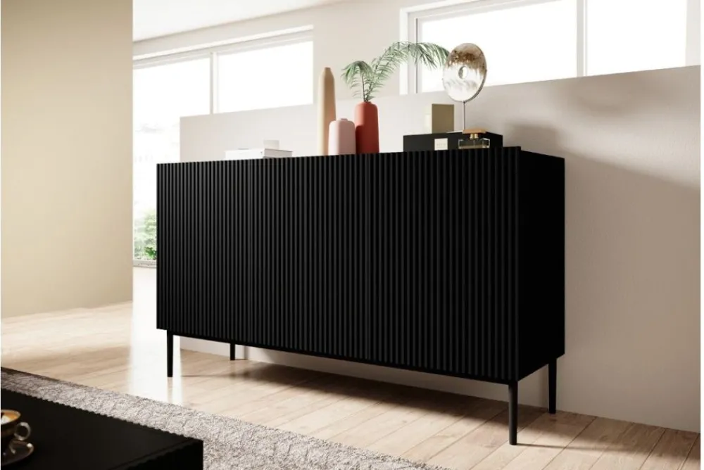 Bogart Komody*NICOLE KOMODA 150 3D - czarny mat / czarny stelaż