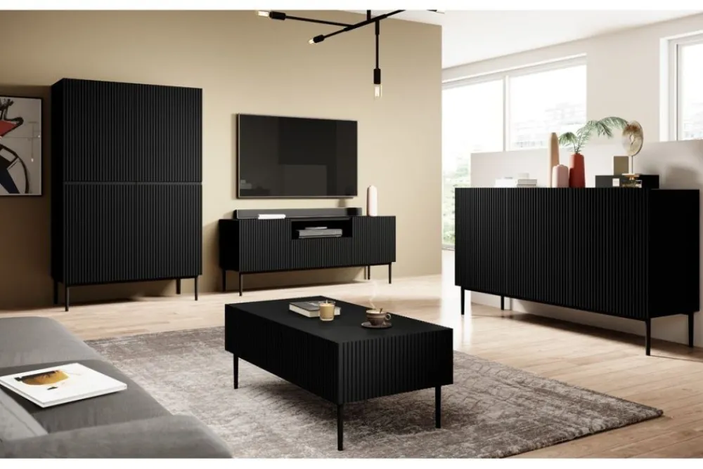 Bogart Komody*NICOLE KOMODA 150 3D - czarny mat / czarny stelaż