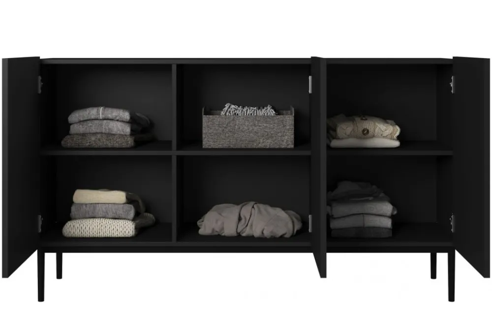 Bogart Komody*NICOLE KOMODA 150 3D - czarny mat / czarny stelaż