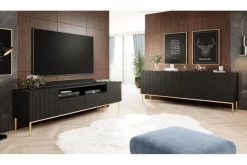 Bogart Komody*NICOLE KOMODA 200 4D - czarny mat / złoty stelaż