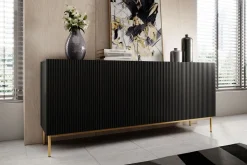 Bogart Komody*NICOLE KOMODA 200 4D - czarny mat / złoty stelaż