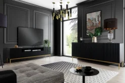 Bogart Komody*NICOLE KOMODA 200 4D - czarny mat / złoty stelaż