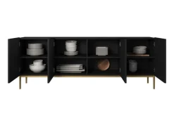 Bogart Komody*NICOLE KOMODA 200 4D - czarny mat / złoty stelaż