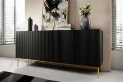 Bogart Komody*NICOLE KOMODA 200 4D - czarny mat / złoty stelaż