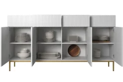 Bogart Komody*NICOLE KOMODA 200 4D4SZ - biały mat / złoty stelaż