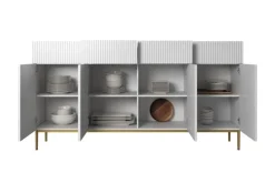 Bogart Komody*NICOLE KOMODA 200 4D4SZ - biały mat / złoty stelaż