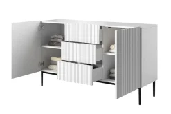 Bogart Komody*NICOLE KOMODA 150 2D3SZ - biały mat / czarny stelaż