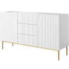 Bogart Komody*NICOLE KOMODA 150 2D3SZ - biały mat / złoty stelaż