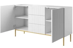 Bogart Komody*NICOLE KOMODA 150 2D3SZ - biały mat / złoty stelaż