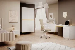 Bogart Komody*NICOLE KOMODA 150 2D3SZ - biały mat / złoty stelaż