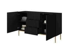Bogart Komody*NICOLE KOMODA 150 2D3SZ - czarny mat / złoty stelaż