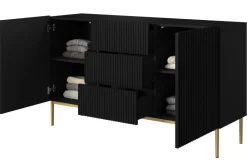 Bogart Komody*NICOLE KOMODA 150 2D3SZ - czarny mat / złoty stelaż