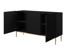 Bogart Komody*NICOLE KOMODA 150 2D3SZ - czarny mat / złoty stelaż