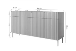 Bogart Komody*NICOLE KOMODA 200 4D4SZ - czarny mat / złoty stelaż