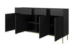 Bogart Komody*NICOLE KOMODA 200 4D4SZ - czarny mat / złoty stelaż