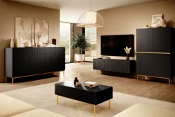 Bogart Komody*NICOLE KOMODA 200 4D4SZ - czarny mat / złoty stelaż