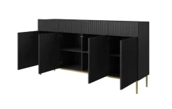 Bogart Komody*NICOLE KOMODA 200 4D4SZ - czarny mat / złoty stelaż