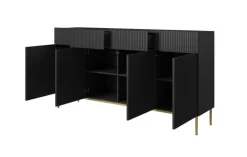 Bogart Komody*NICOLE KOMODA 200 4D4SZ - czarny mat / złoty stelaż