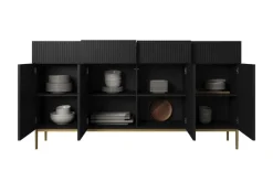 Bogart Komody*NICOLE KOMODA 200 4D4SZ - czarny mat / złoty stelaż
