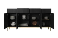 Bogart Komody*NICOLE KOMODA 200 4D4SZ - czarny mat / złoty stelaż