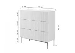 Bogart Komody*NICOLE KOMODA 100 3SZ - biały mat / złoty stelaż