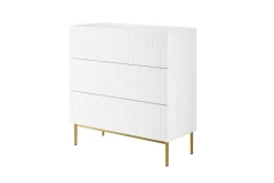 Bogart Komody*NICOLE KOMODA 100 3SZ - biały mat / złoty stelaż